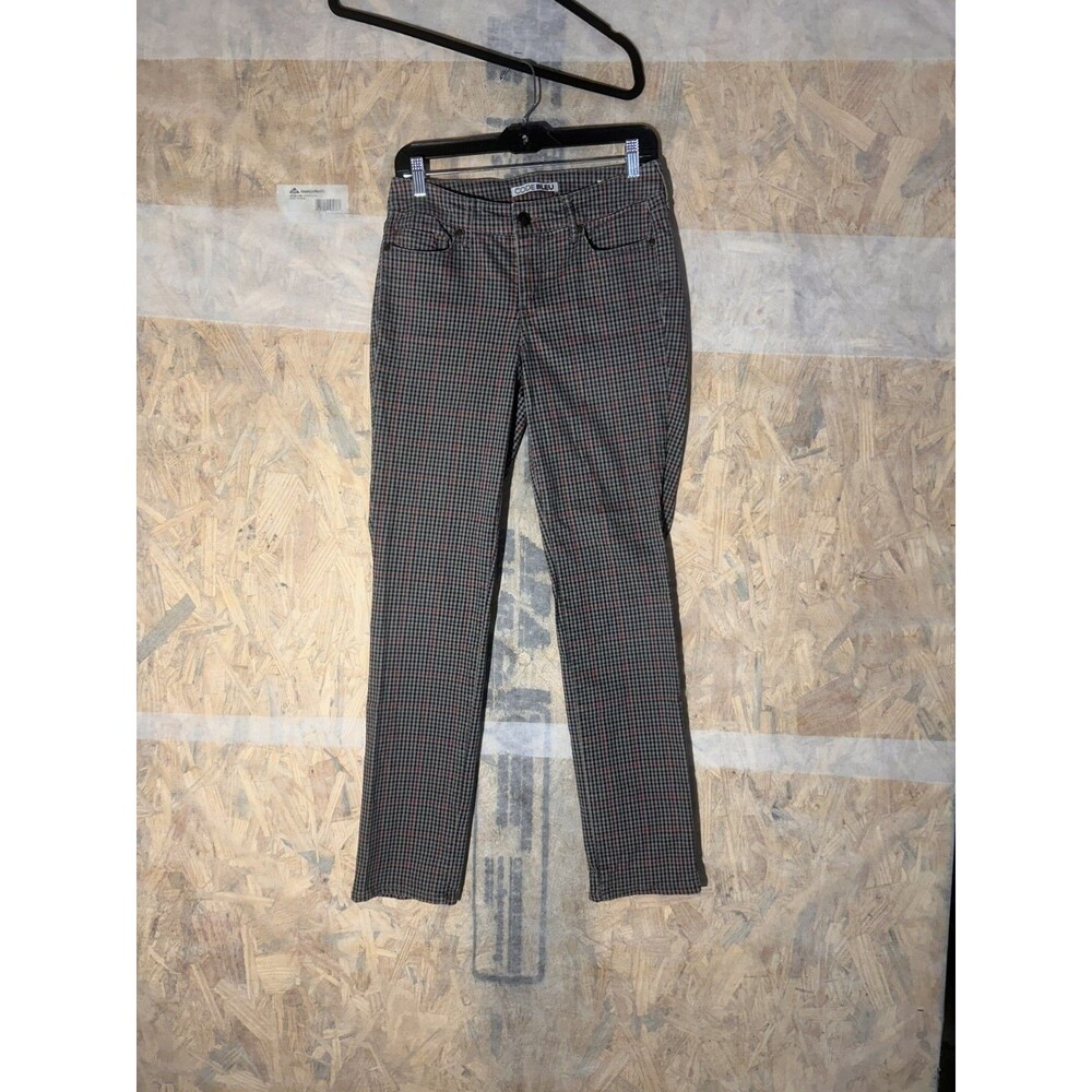 Code Bleu Plaid Size 4 Gingham Chelsea Straight Jeans Tan Green Red Pants